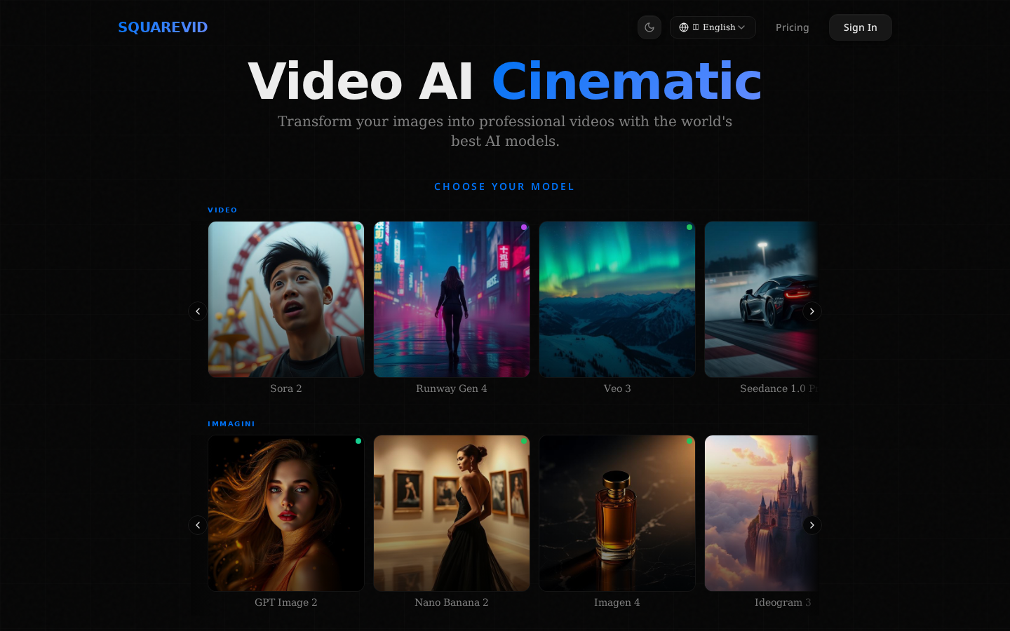 SquareVid.dev — anteprima del sito